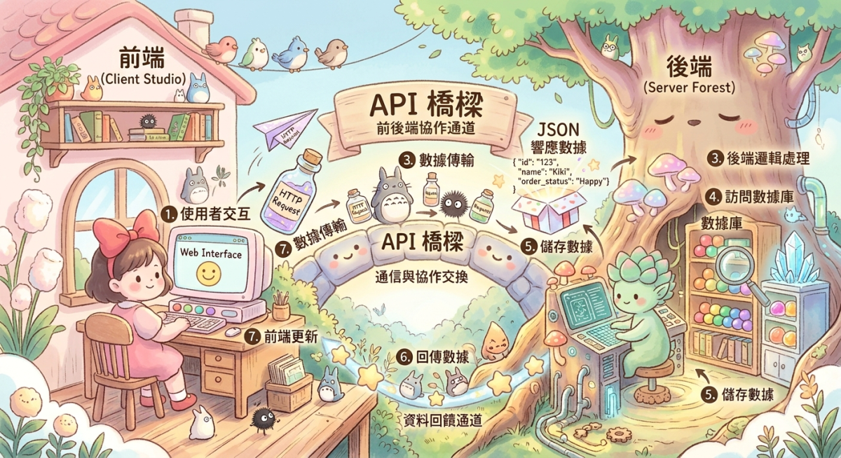 網頁設計中 API、HTTP 協定及 JSON 在資料傳輸中的核心角色解說
